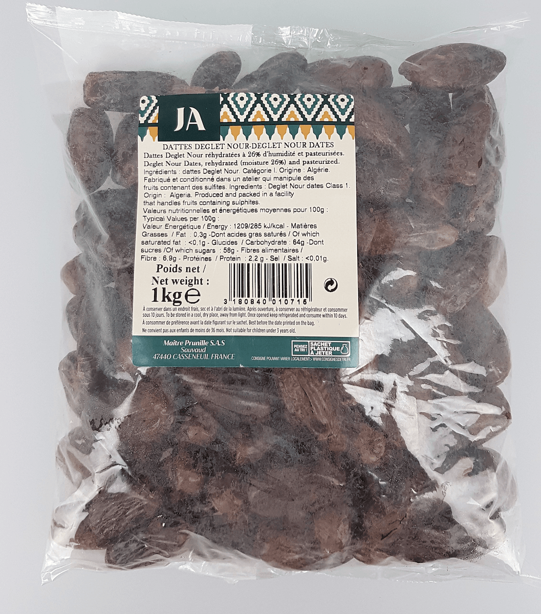 DATTE DEGLET NOUR MOELLEUSE 15%INFEST.  SACHET 1KG