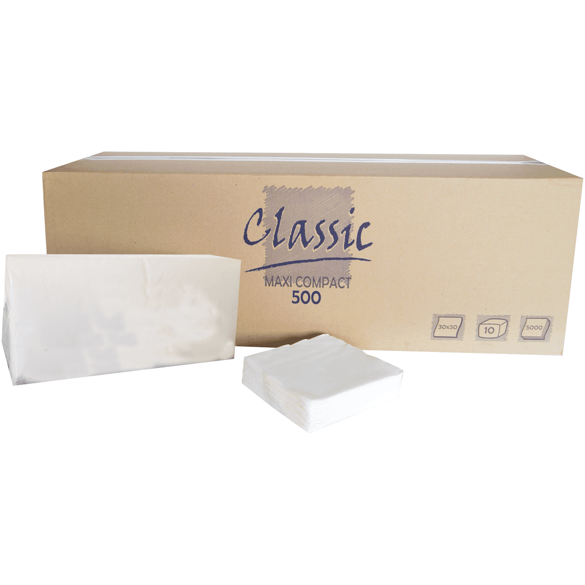 SERVIETTE BLANCHES 30X30CM-1PLI-CARTON DE 5000