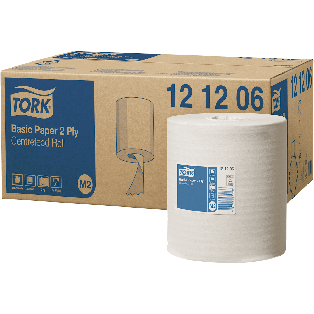 TORK PAPIER D'ESSUYAGE BASIC BOBINE A DEVIDAGE CENTRAL M2 BLANC