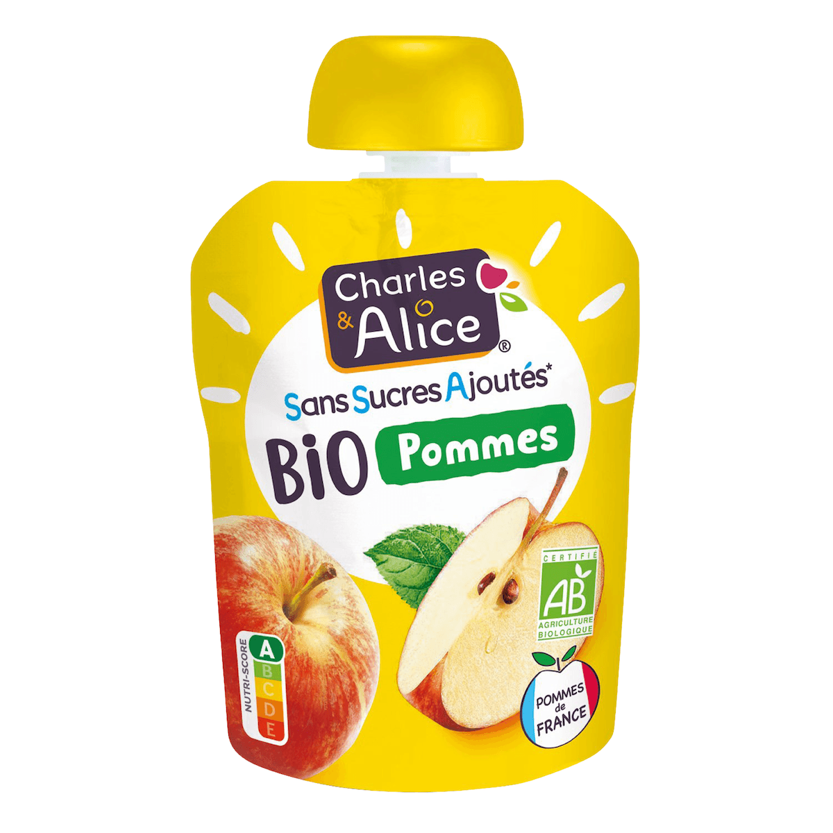 PUREE DE POMMES BIO SANS SUCRE AJOUTES 100% FRANCE - GOURDE 90G