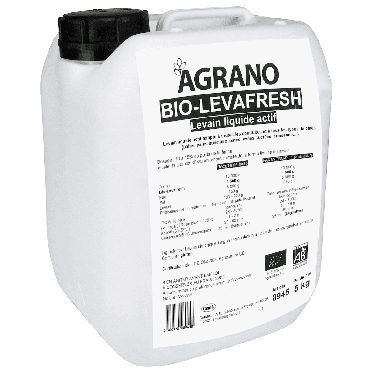 BIO-LEVAFRESH-LEVAIN LIQUIDE ACTIF BIO BIDON 5KG