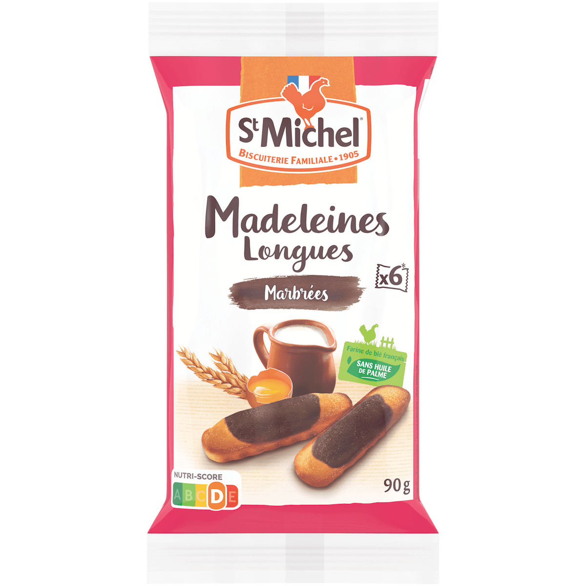 MADELEINE LONGUE AU CHOCOLAT OEUFS FRAIS FRAIS - BARQUETTE DE 6 DE 90G