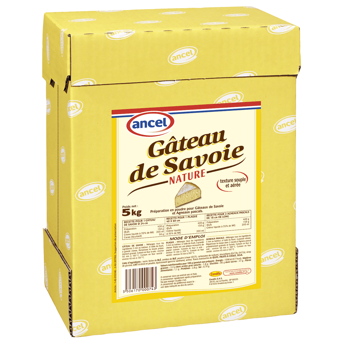PREPARATION POUR GATEAU DE SAVOIE NATURE CARTON DE 5KG