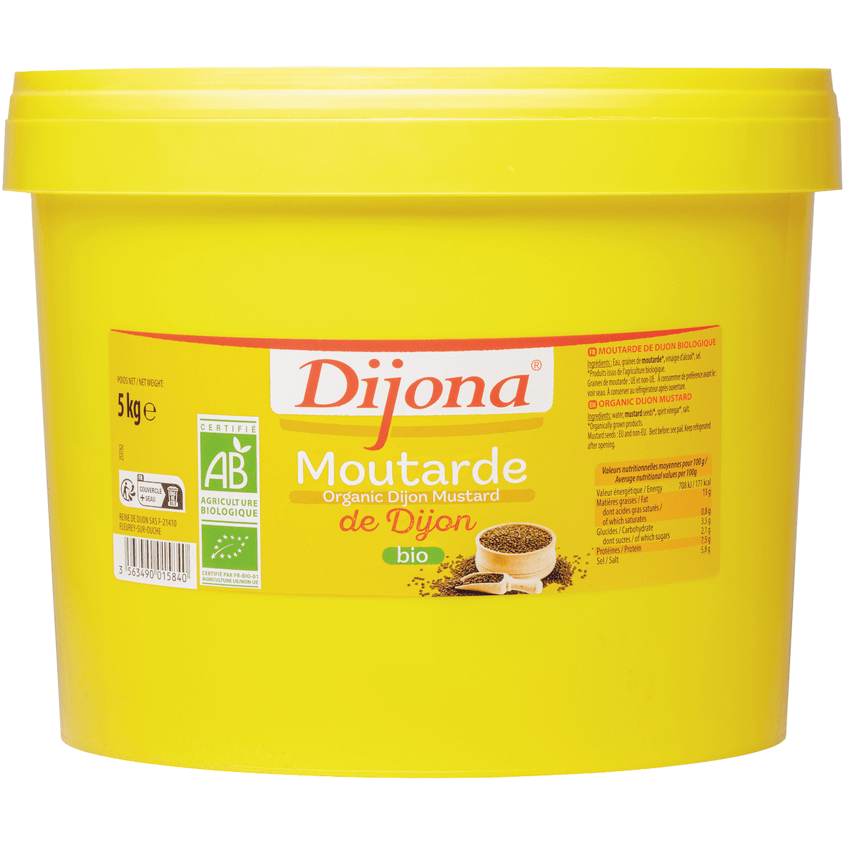 MOUTARDE DE DIJON - SEAU DE 5 KG BIO