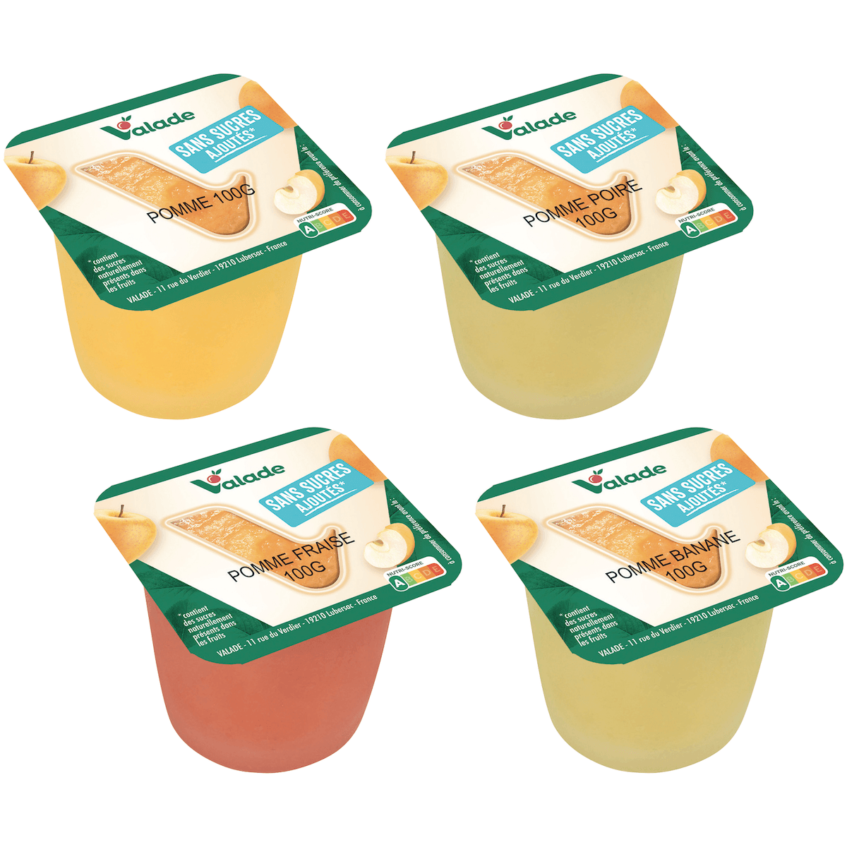 ASSORTI SSA COMPOTES(POM.,POIRE,FRAISE,BANANE) - CRT X120 BRQ PLAST 100G