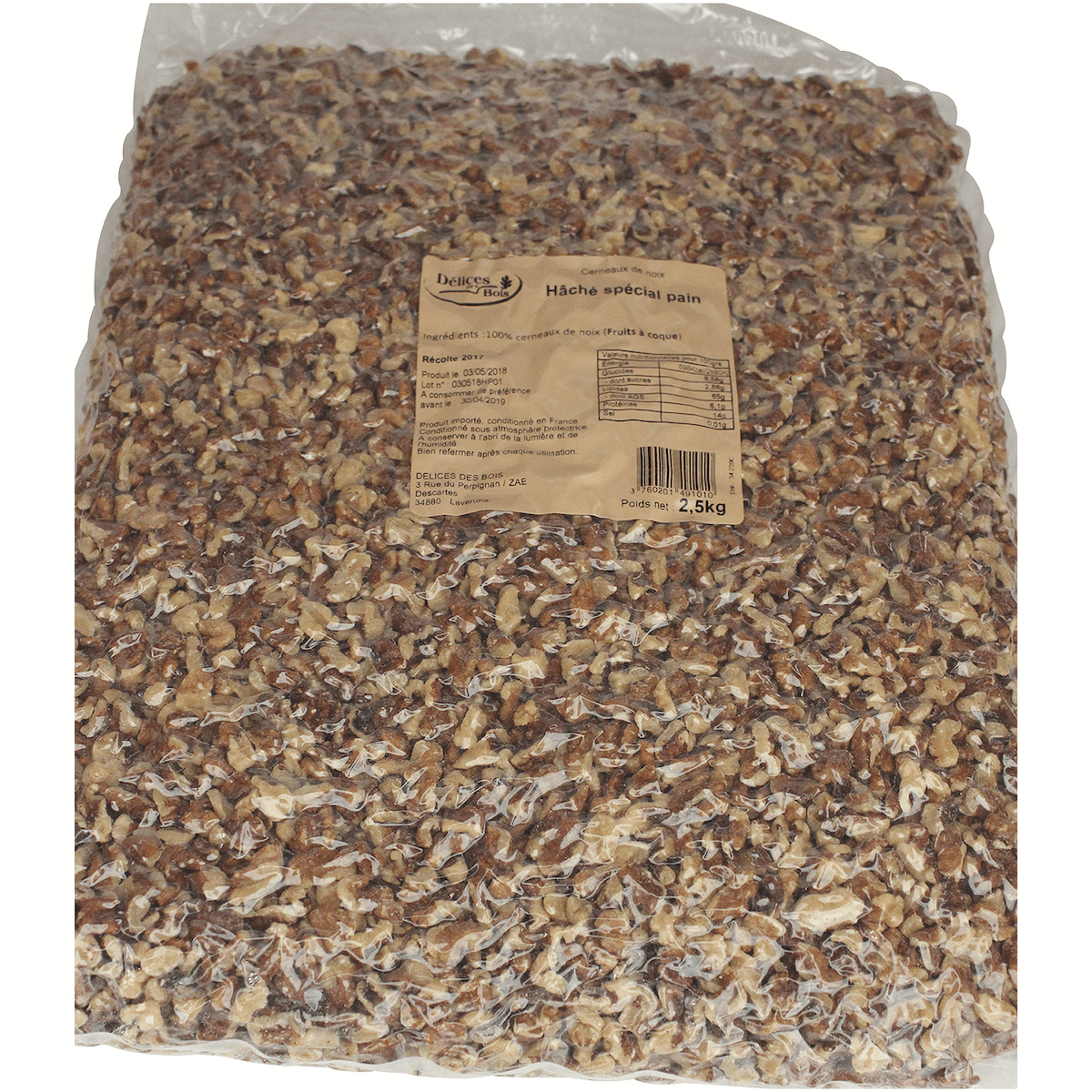 CERNEAUX DE NOIX HACHE SPECIAL PAIN-SACHET 2,5KG