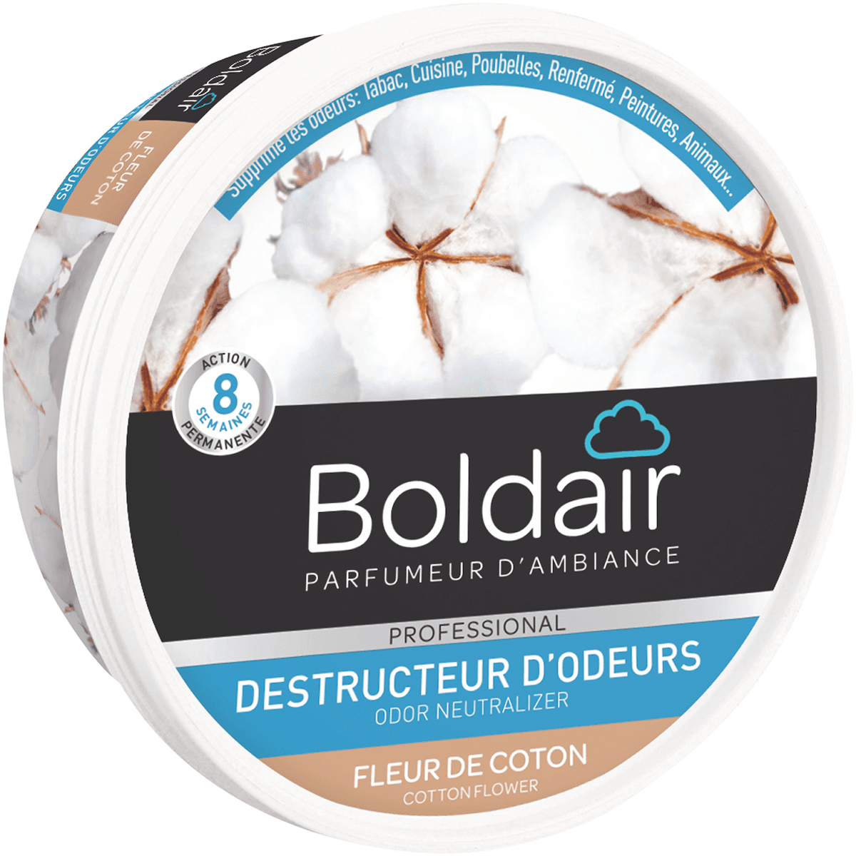 BOLDAIR GEL DESTRUCTEUR D'ODEURS FLEUR DE COTON UNITÉ 300 G
