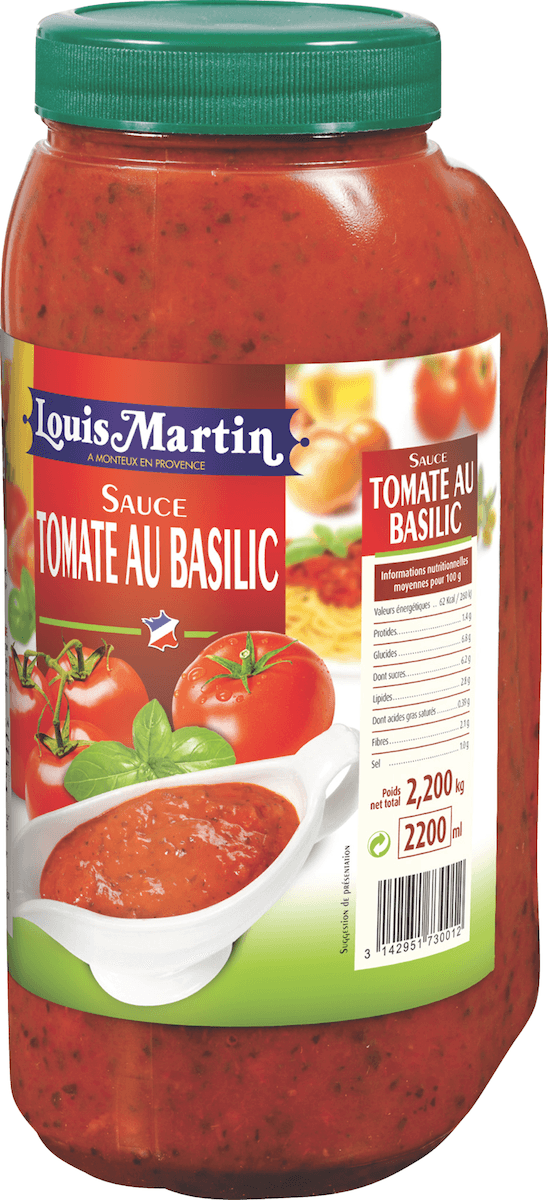 SAUCE TOMATE AU BASILIC BIDON 2,2L