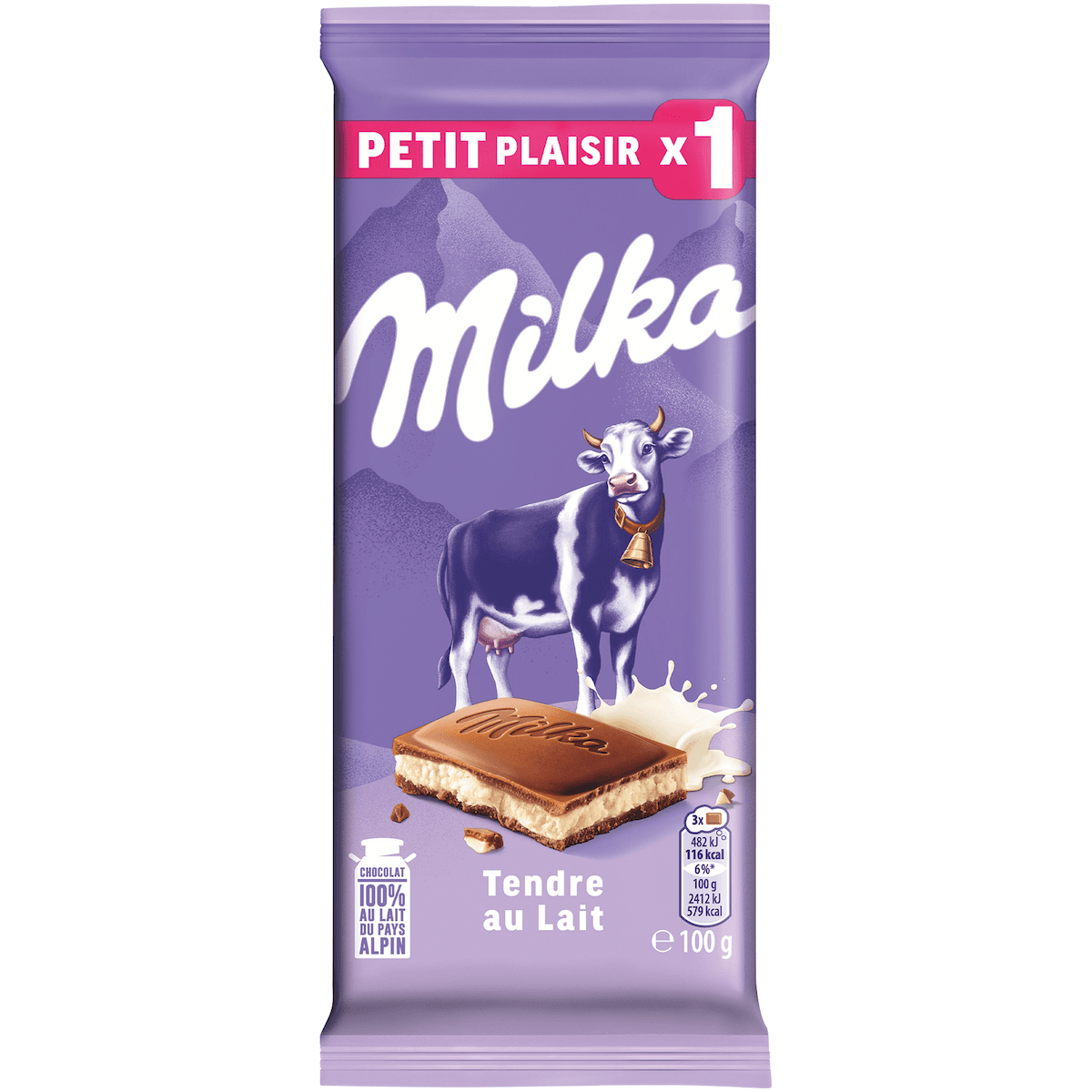 MILKA TENDRE AU LAIT 2X100G