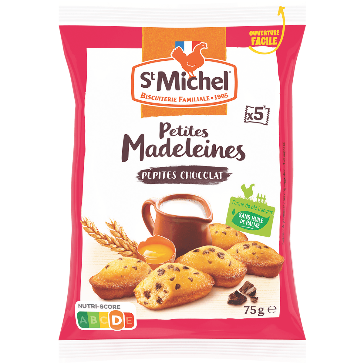 MADELEINE PEPITES DE CHOCOLAT A EMPORTER - SACHET DE 5 DE 75G