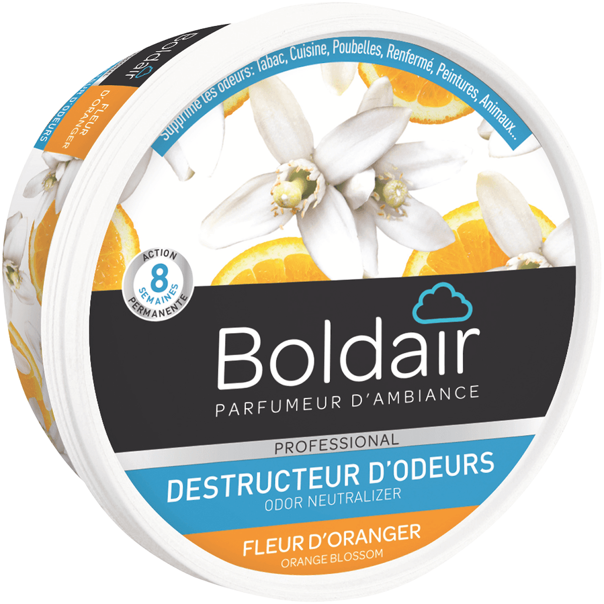 BOLDAIR GEL DESTRUCTEUR D'ODEURS FLEUR D'ORANGER UNITÉ 300 G