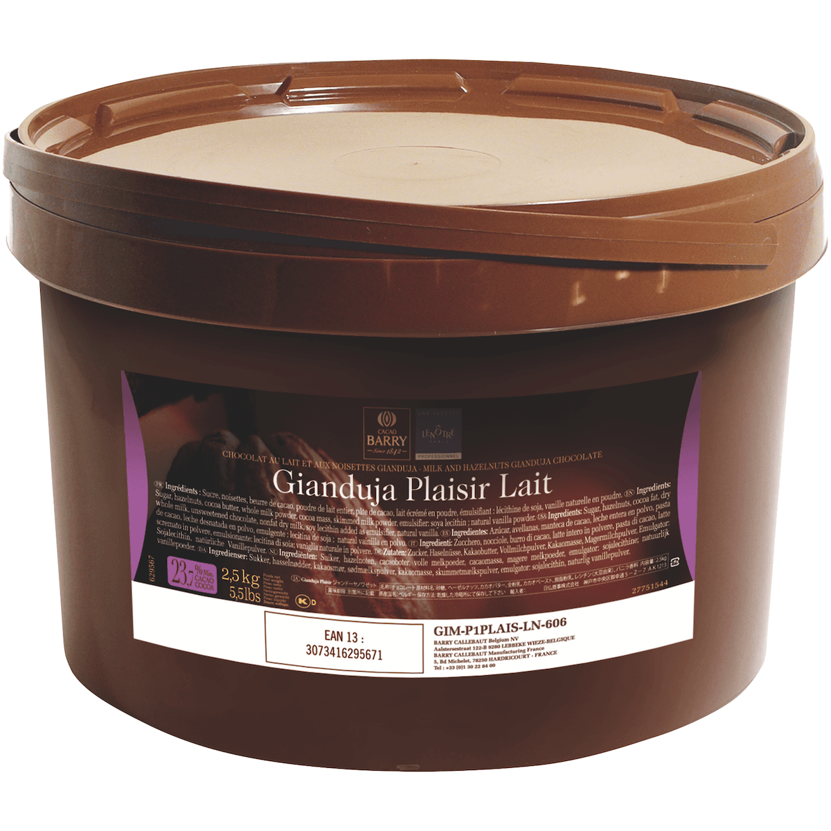 GIANDUJAS PLAISIR LENOTRE (A BASE DE CHOCOLAT AU LAIT) SEAU 2,5KG