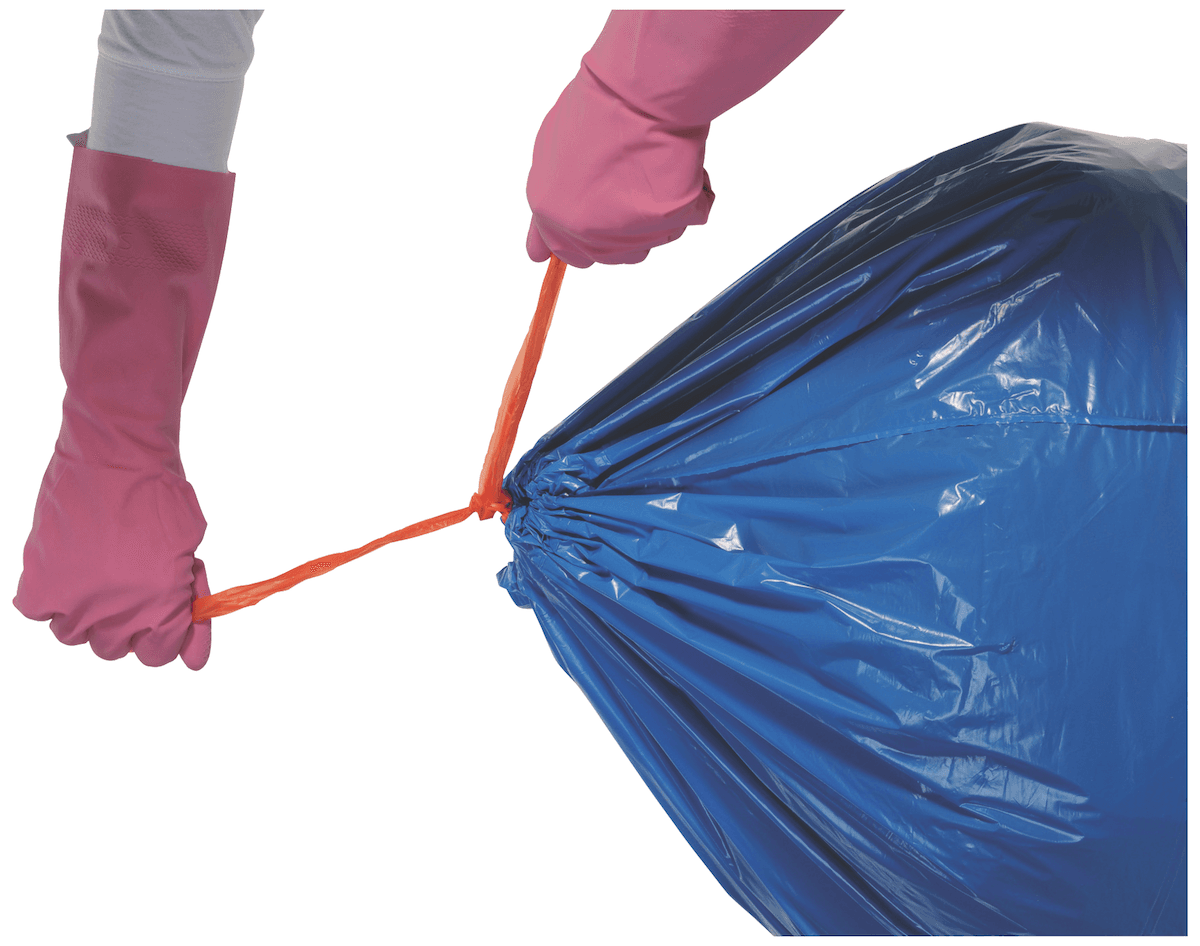 SAC POUBELLE PEBD AVEC LIENS COULISSANTS BLEU 50L - CARTON DE 100