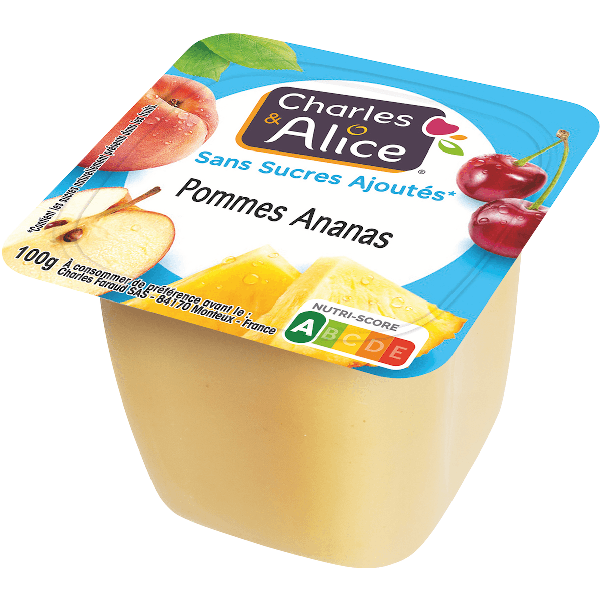 PUREE POMMES ANANAS SSA - COUPELLE PLASTIQUE DE 100 G