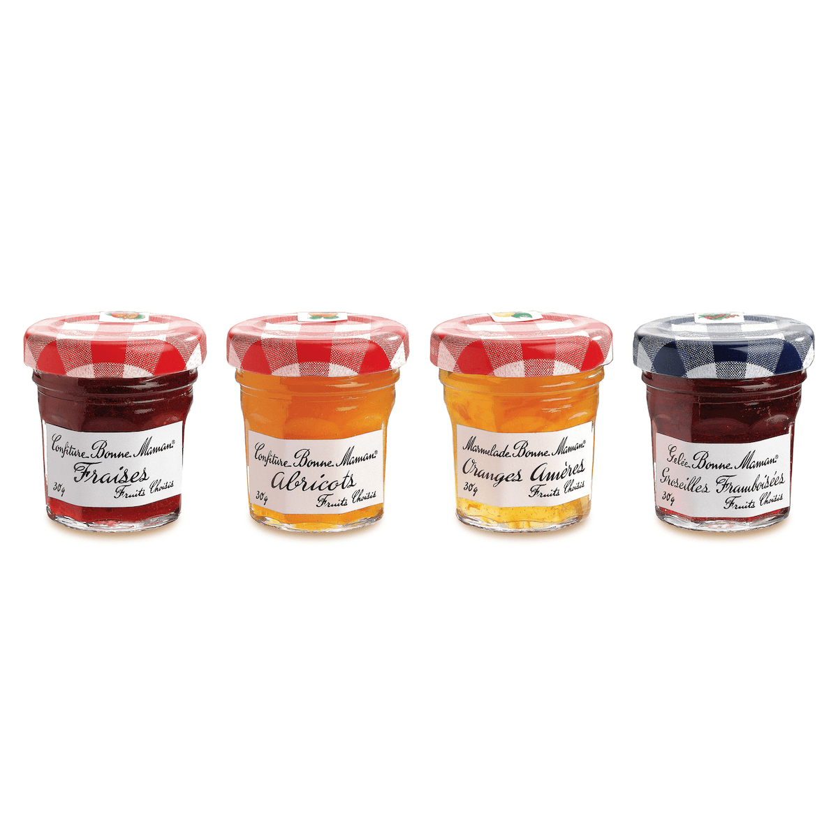 CONFITURES ASSORT.4 PARFUMS (FRAISES-ABRICOT-ORANGE-GROSEILLE)