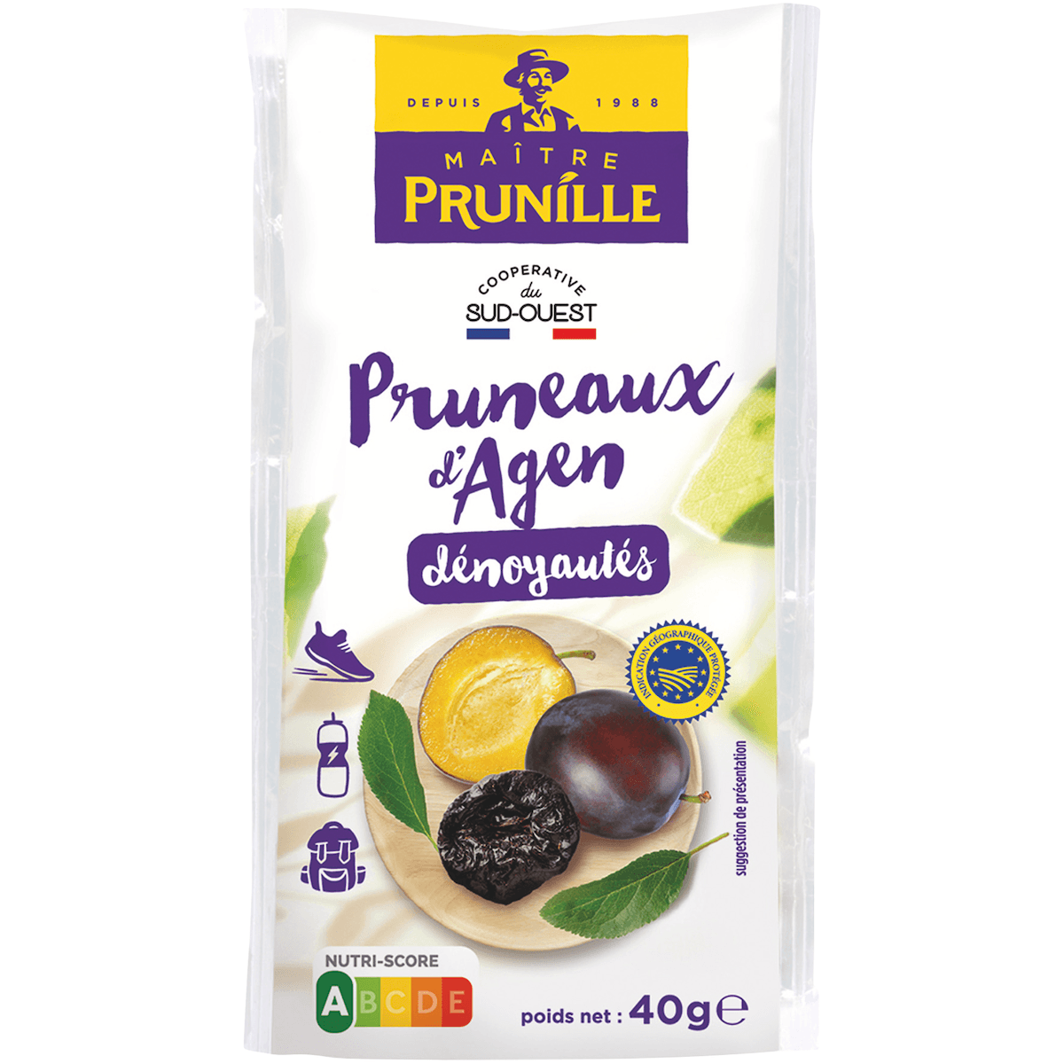 PRUNEAUX D'AGEN 55/66 DENOYAUTES A SP 35% - 40G