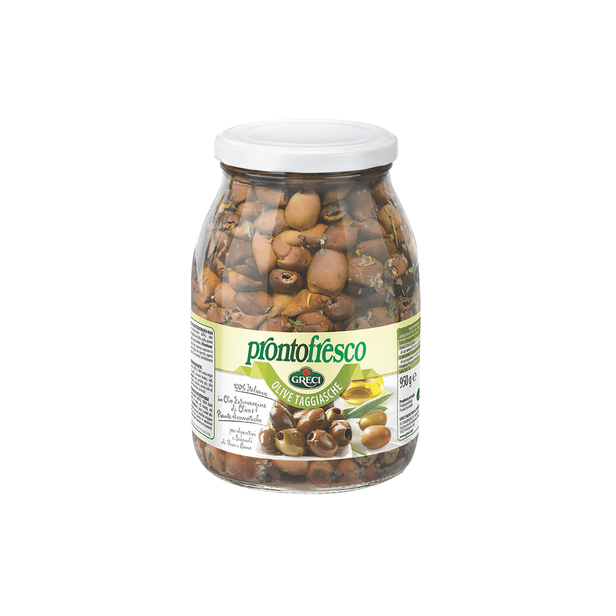 OLIVES TAGGIASCHE DENOYAUTEES A L'HUILE OLIVE EXTRA VIERGE POT 950G