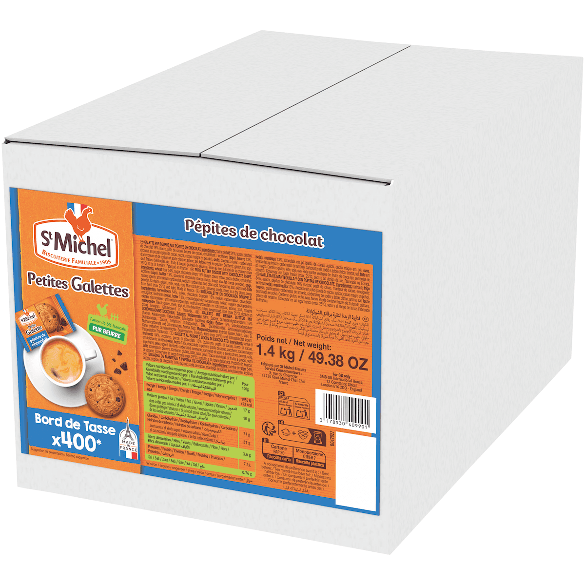 PETITE GALETTE AUX PEPITES DE CHOCOLAT - BOITE 1,4KG