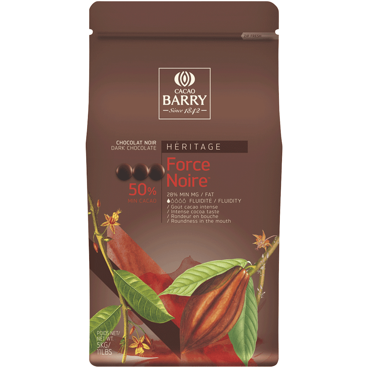 FORCE NOIRE (CACAO 50%) PISTOLES SAC 5KG