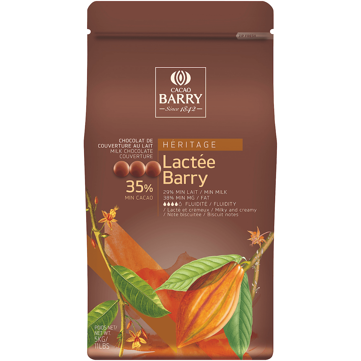 LACTEE BARRY (CACAO 35,3%) PISTOLES SAC 5KG
