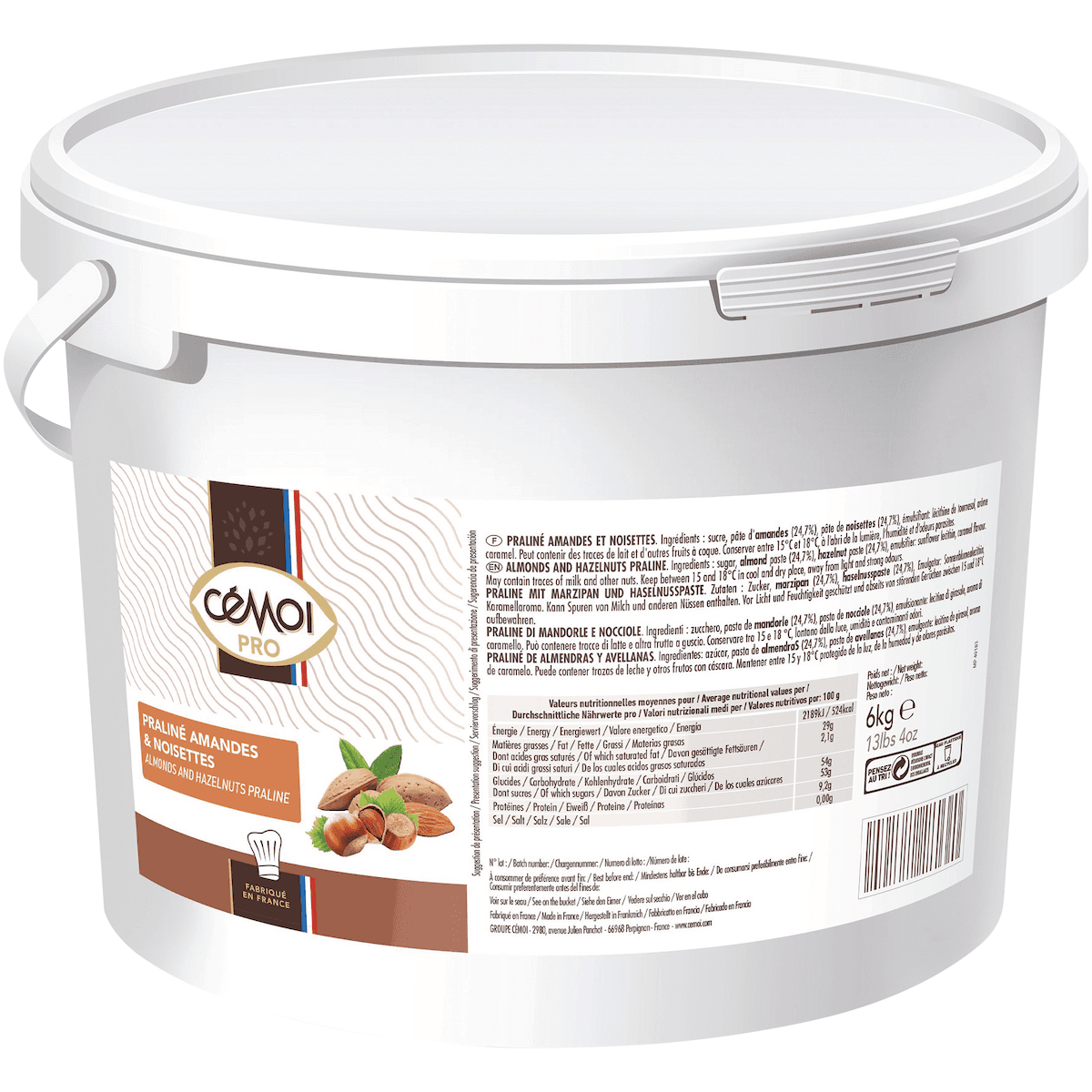 FOURRAGE PRALINÉ AMANDES ET NOISETTES - SEAU PLASTIQUE 6KG