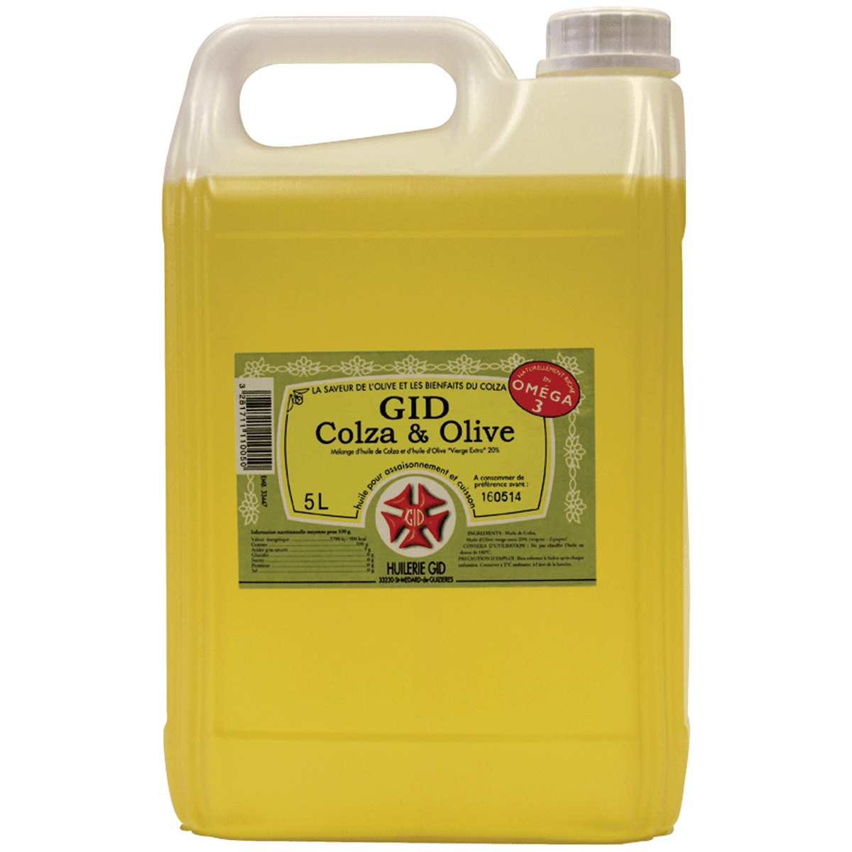 HUILE ASSAISONNEMENT ET CUISSON GID COLZA ET OLIVE 5L
