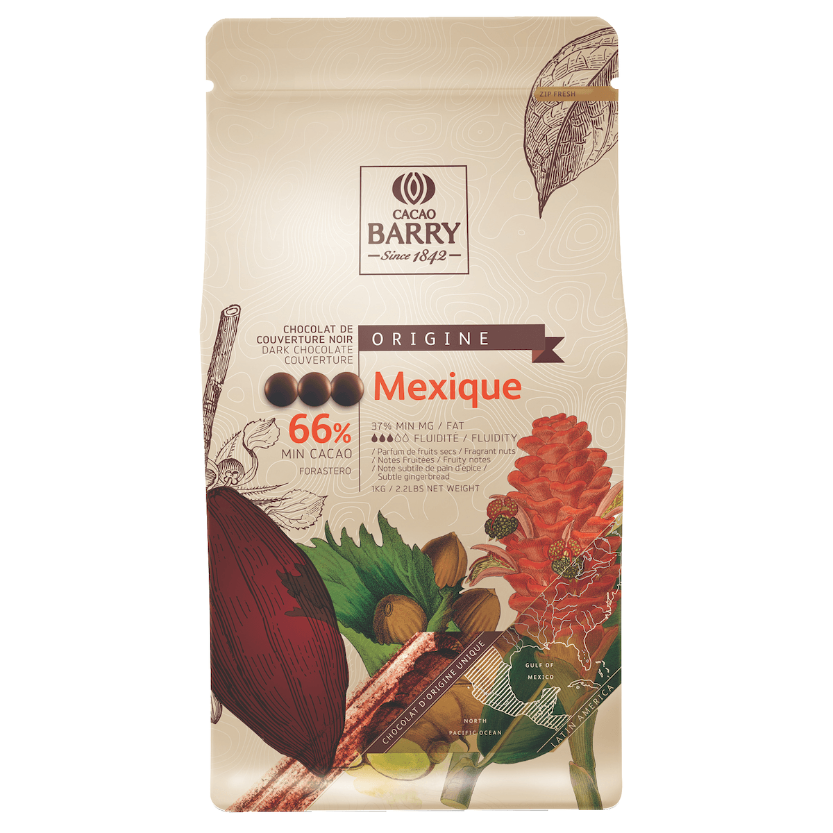 MEXIQUE (NOIR, CACAO  66 %) PISTOLES SAC 1KG