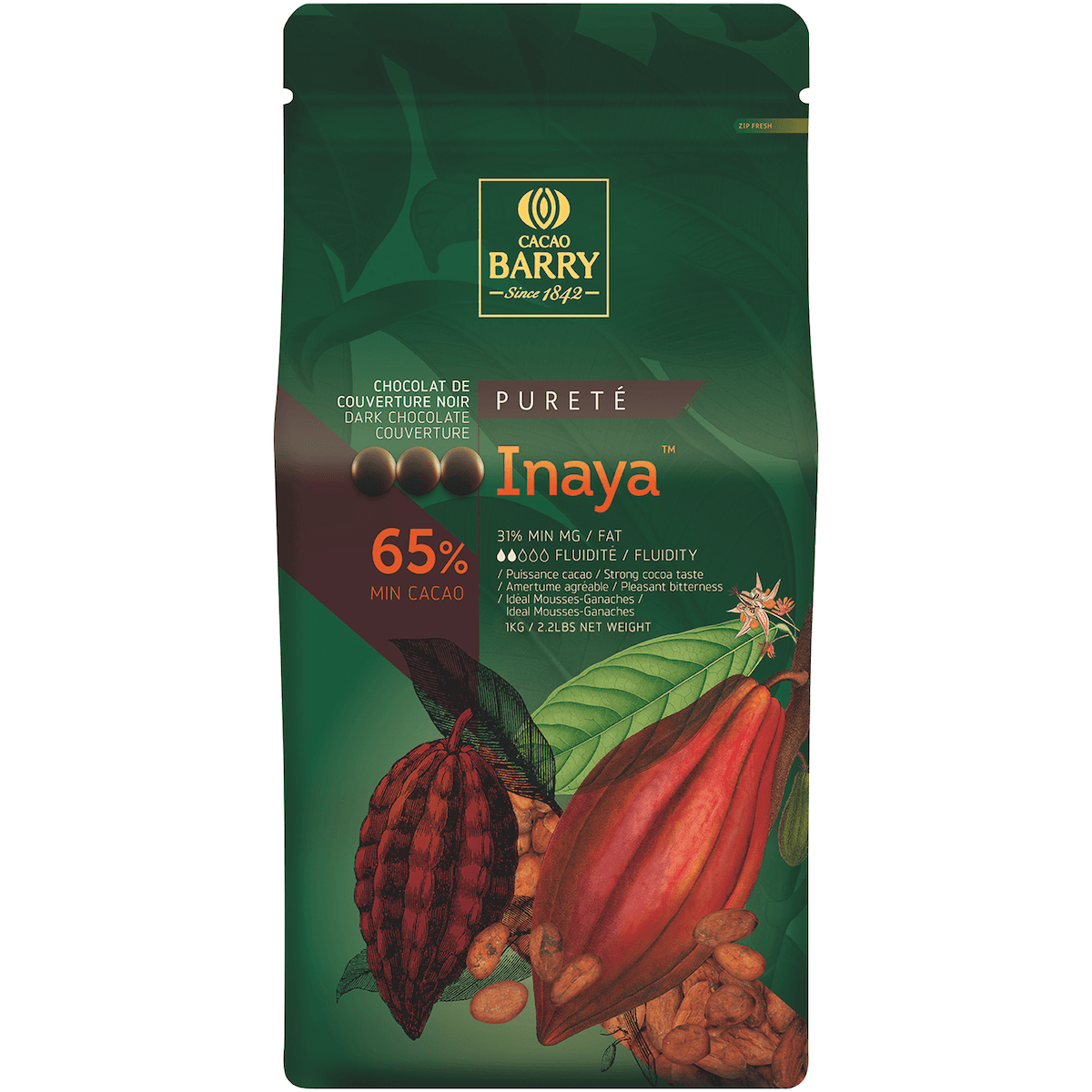 INAYA (CACAO 65 %) PISTOLES SAC 1KG