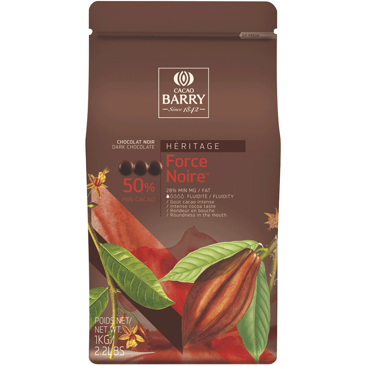 FORCE NOIRE (CACAO 50%) PISTOLES SAC 1KG