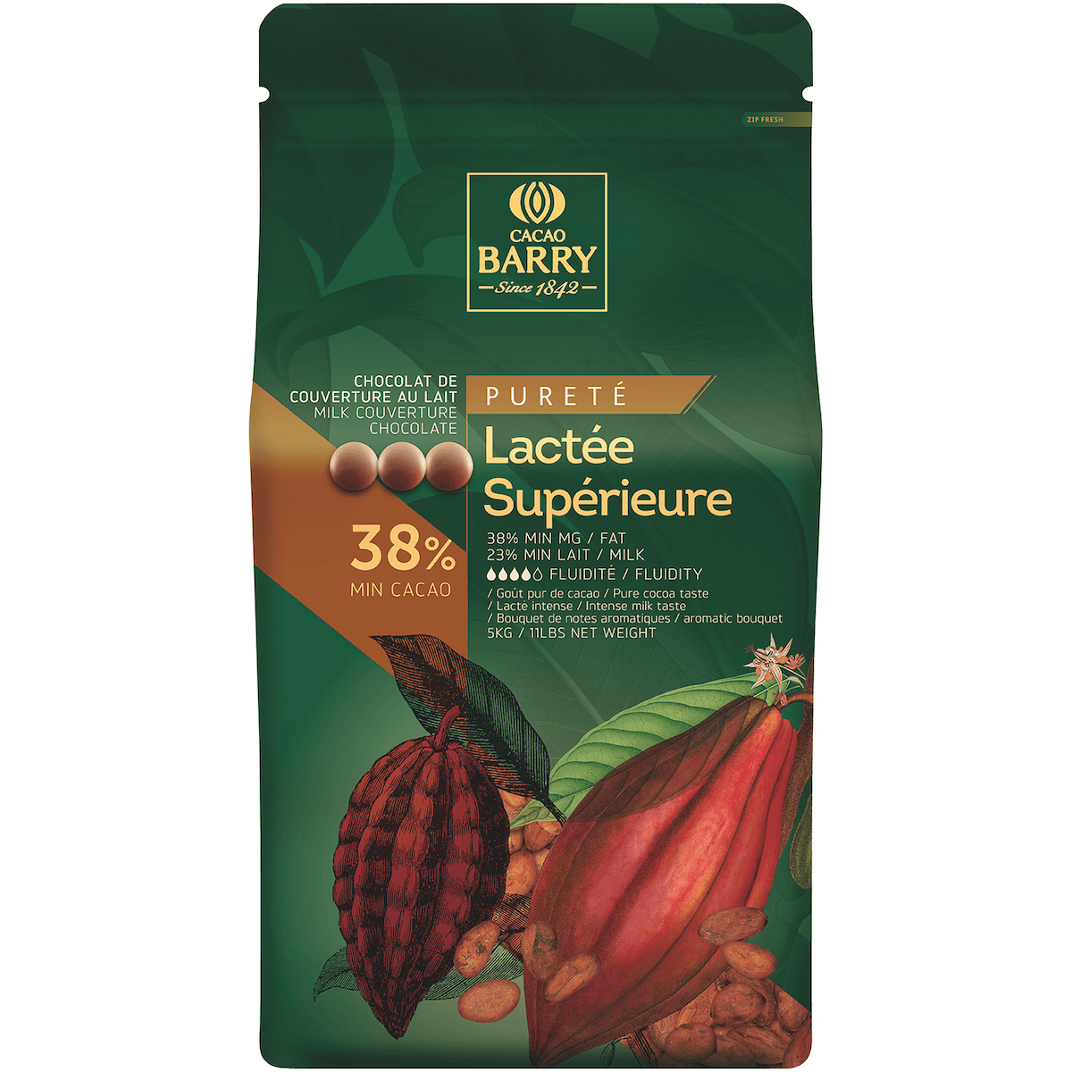 LACTEE SUPERIEURE (CACAO 38,2%) PISTOLES SAC 5KG
