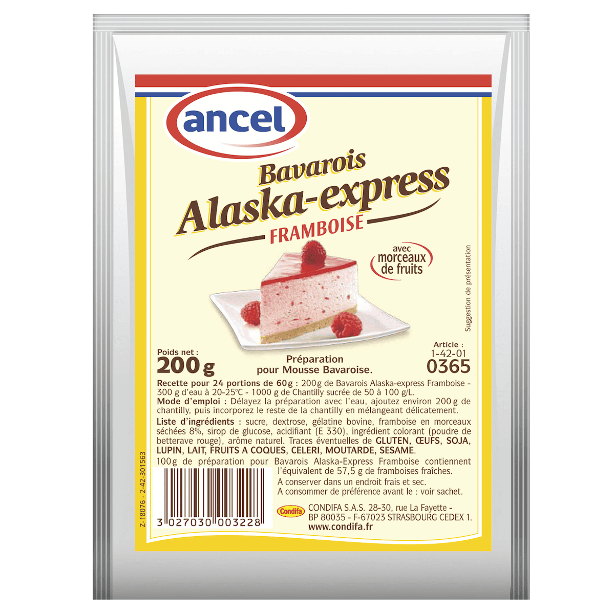 PREPARATIONS POUR BAVAROIS  / ALASKA-EXPRESS FRAMBOISE SACHET 200G