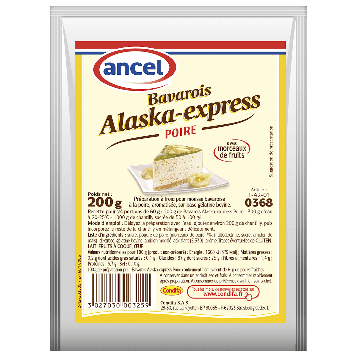 PREPARATIONS POUR BAVAROIS  / ALASKA-EXPRESS POIRE SACHET 200G