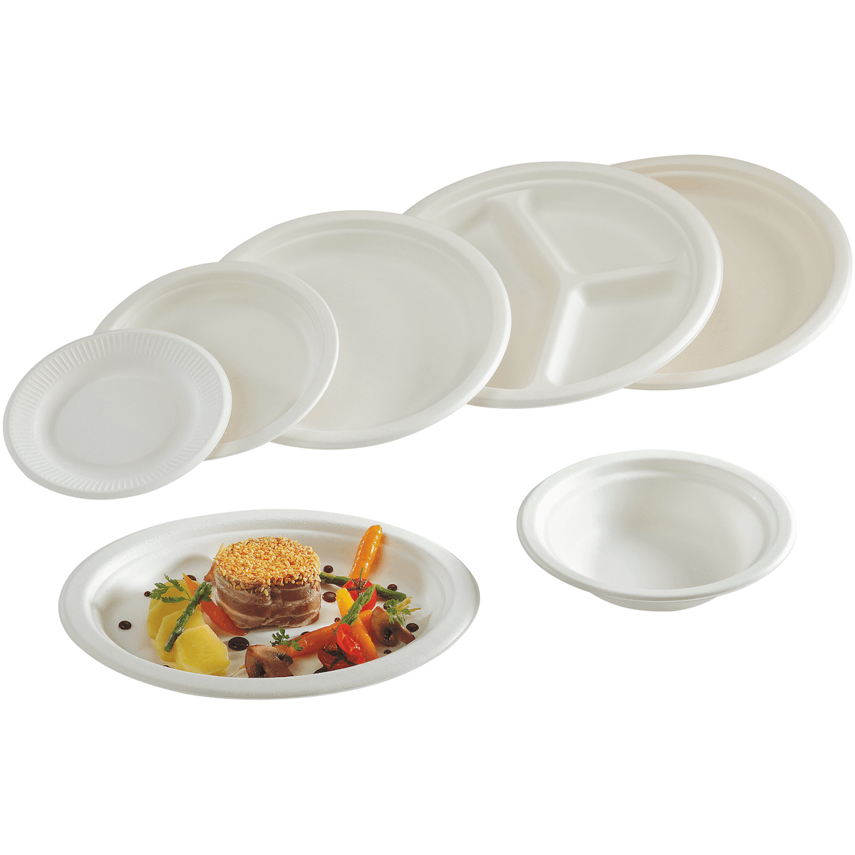 ASSIETTES RONDES (FIBRES VEGETALES) D180 - RONDOPACK - SCT:50