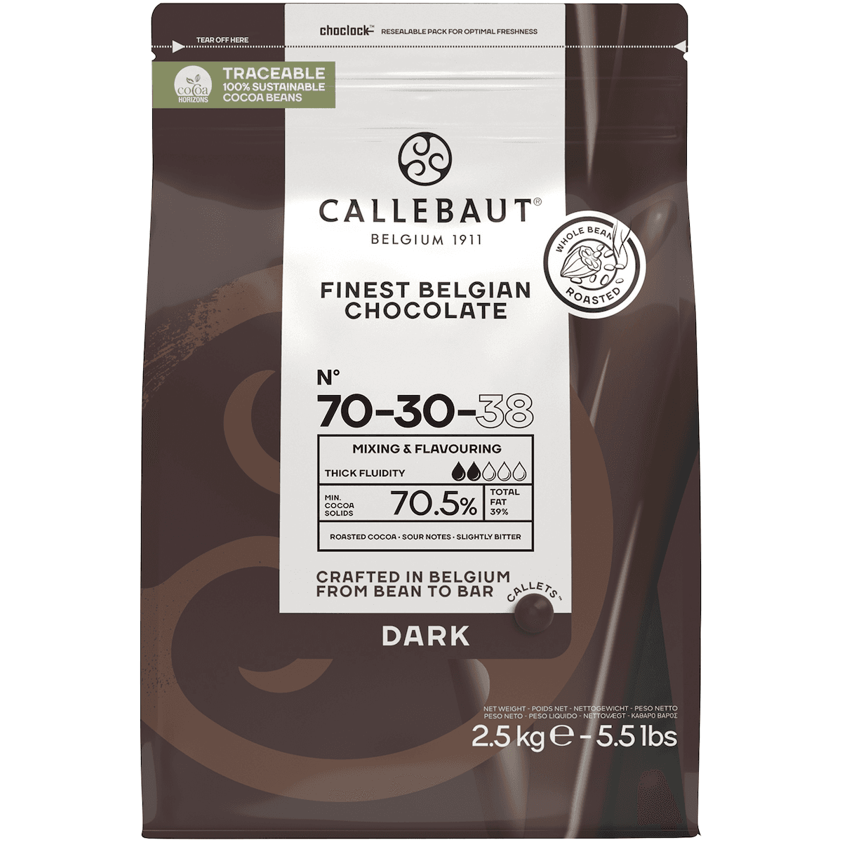 STRONG 70.5% CHOCOLAT NOIR EXTRA AMER CALLETS SACHET 2,5KG
