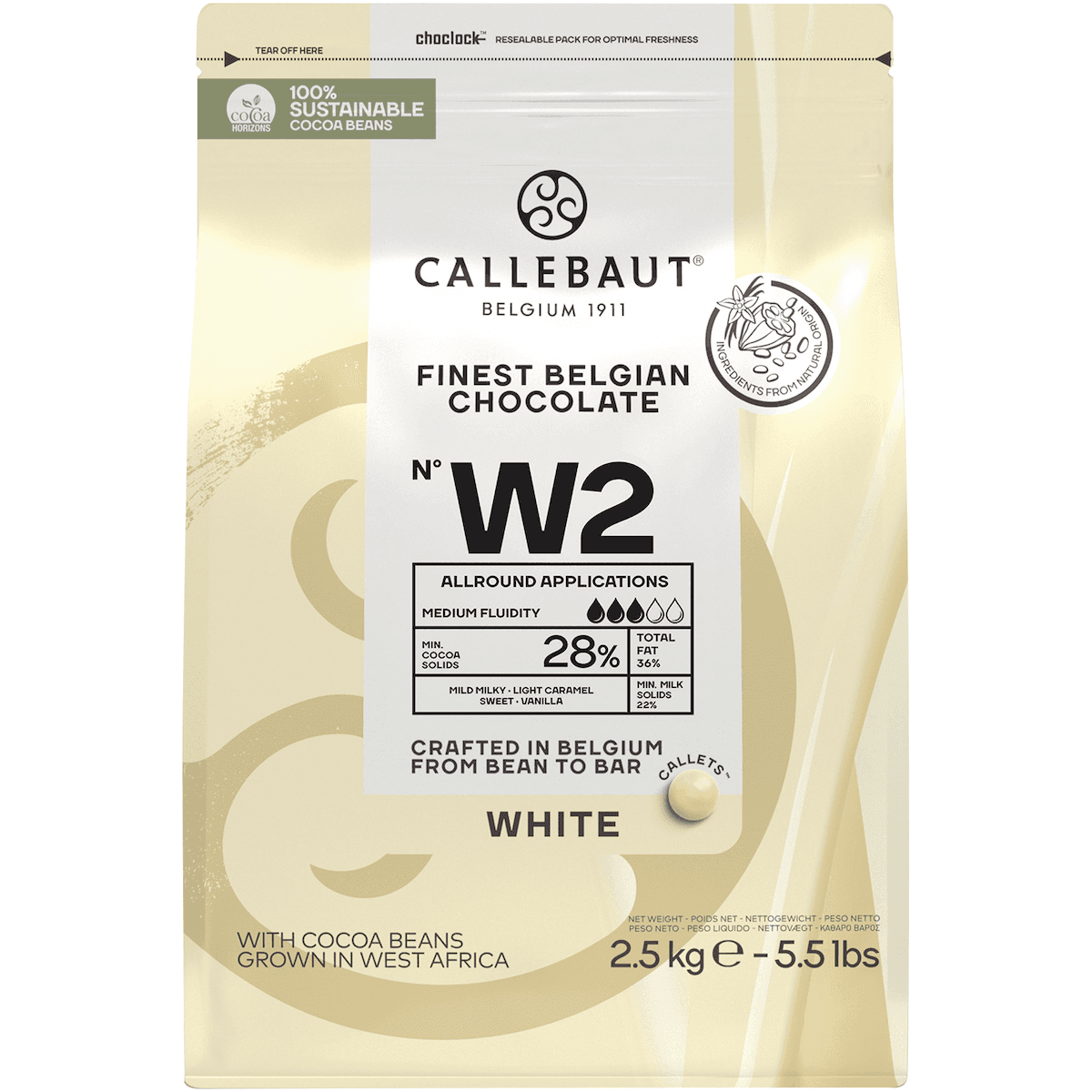 SELECT 28% GOUT CREME, LAIT NOTE DE VANILLE CALLETS SACHET 2.5KG