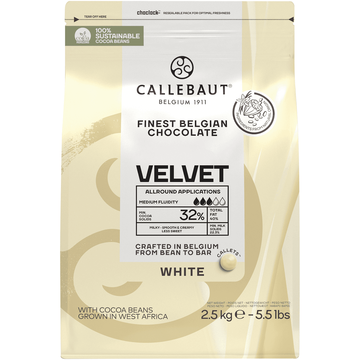 VELVET 33.1% SAVEUR CREMEUSE GOUT LAIT SOUPCON SUCRE CALLET SACHET 2.5KG