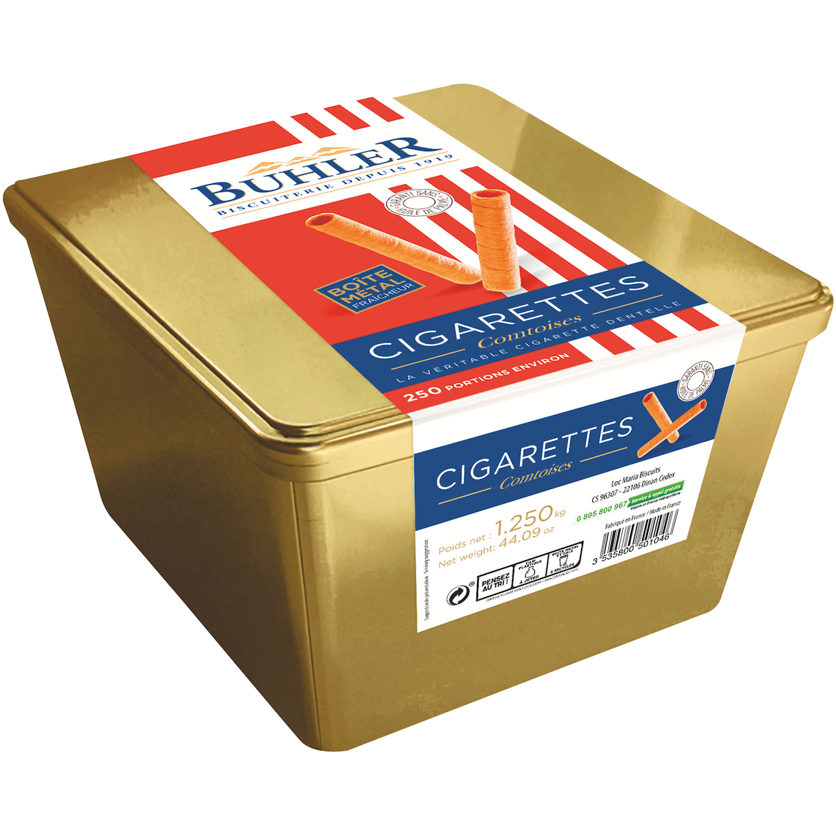 CIGARETTES DENTELLES BUHLER - BOITE METAL 250 PIECES - 1.25KG
