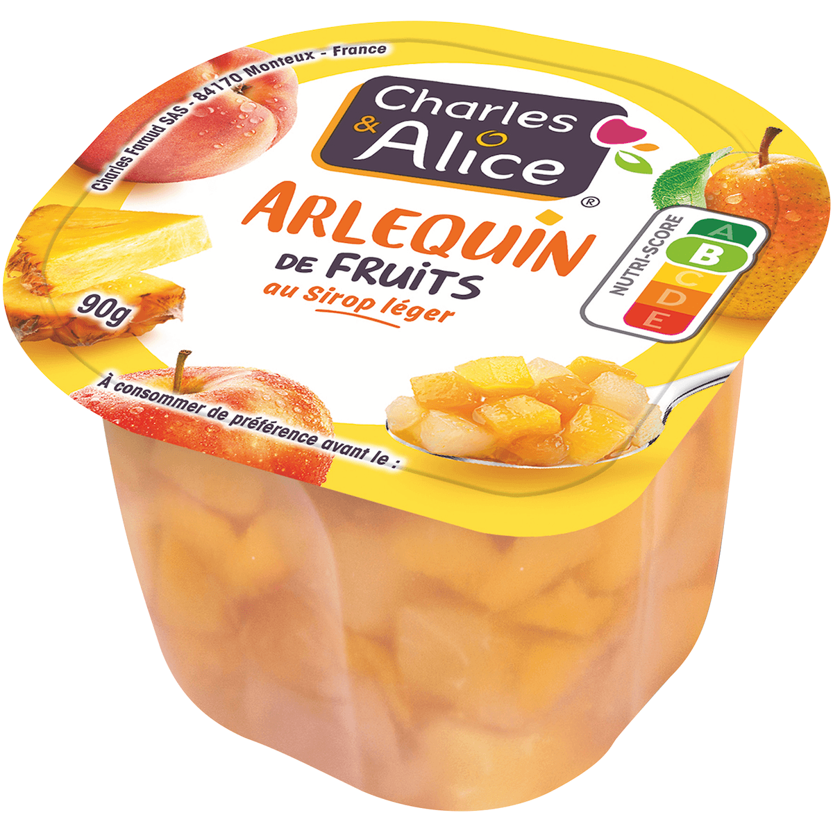 ARLEQUIN DE FRUITS AU SIROP LEGER - COUPELLES PLASTIQUE 90G