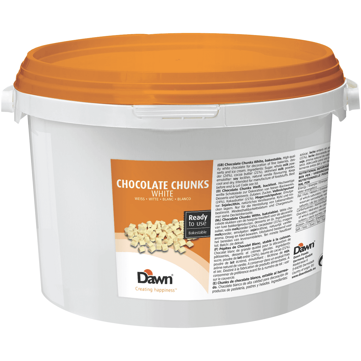 CHUNK - PEPITE CHOCOLAT BLANC - SEAU 3,75KG - DAWN