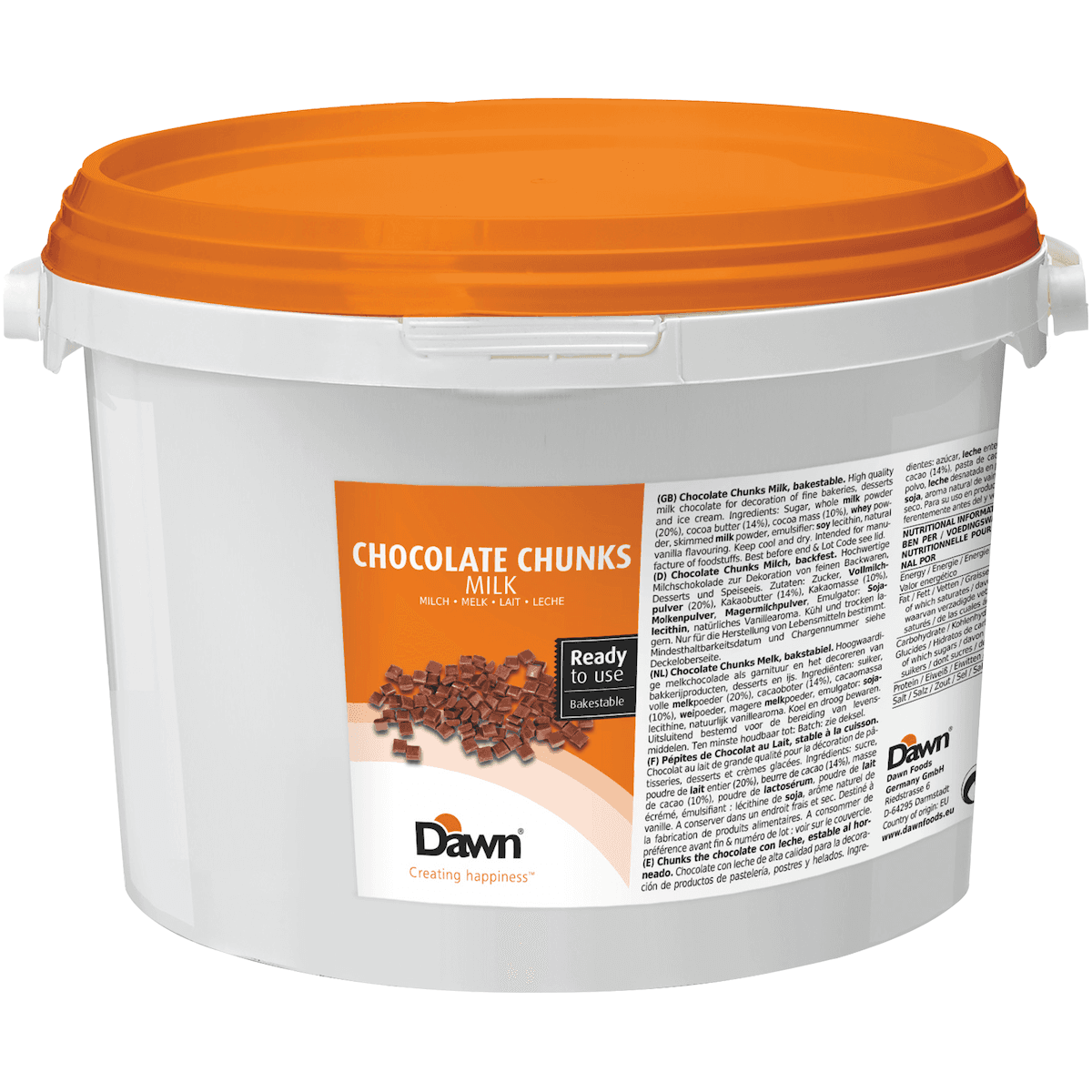 CHUNK - PEPITE CHOCOLAT LAIT - SEAU 3,75KG - DAWN