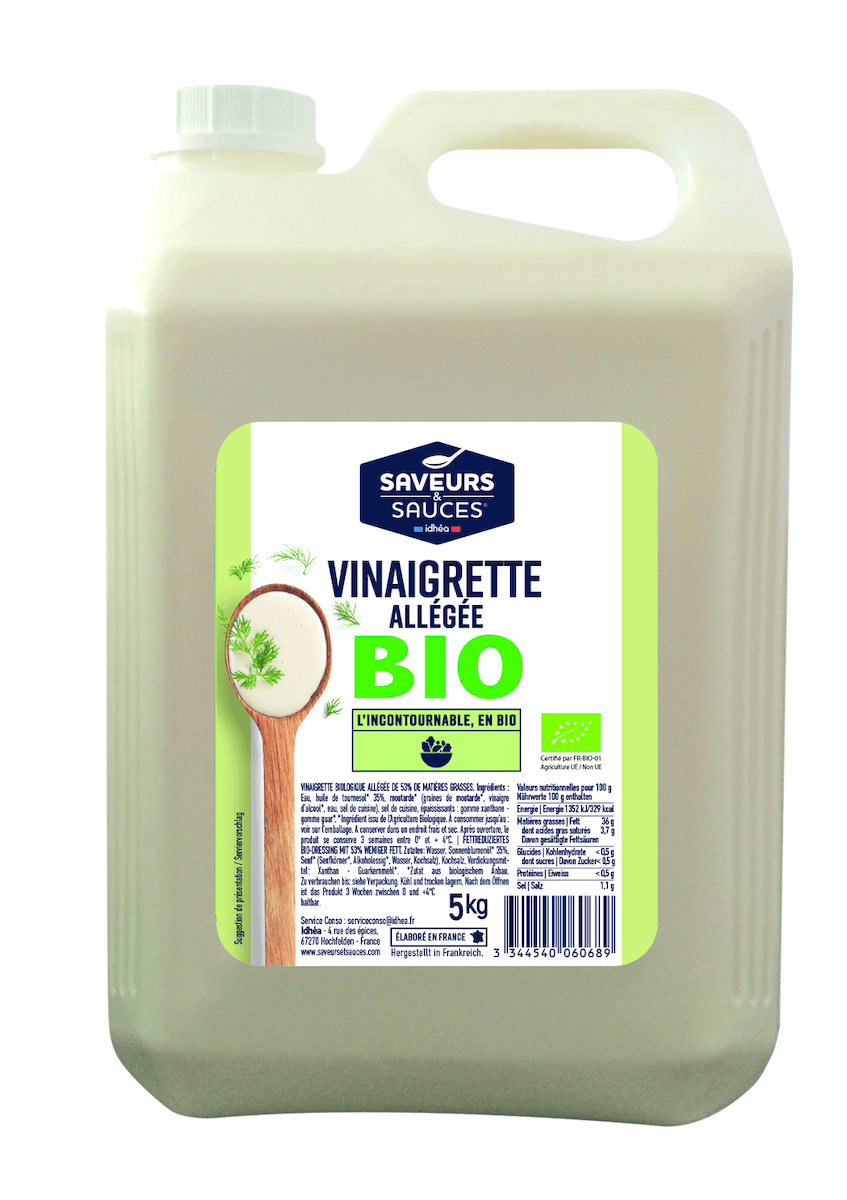 SAUCE VINAIGRETTE ALLEGEE BIO - BIDON DE 5L