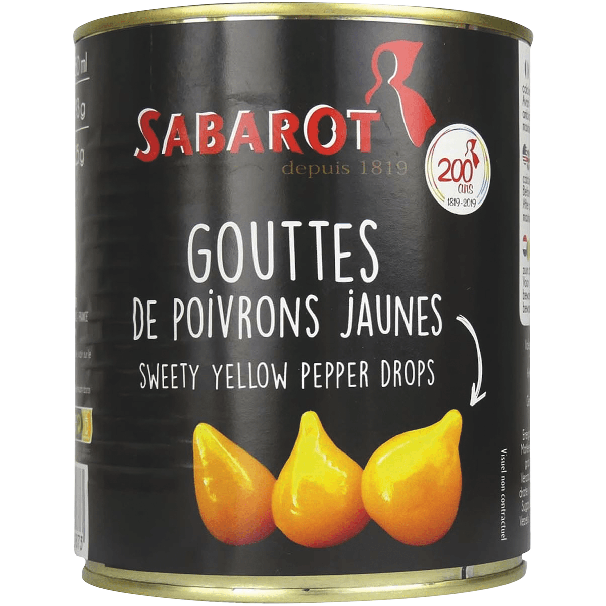 GOUTTES DE POIVRONS JAUNE BOITE 4/4
