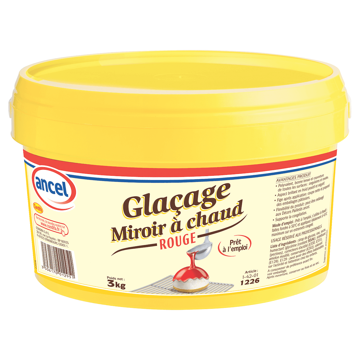 GLACAGE MIROIR ROUGE A CHAUD SEAU 3KG