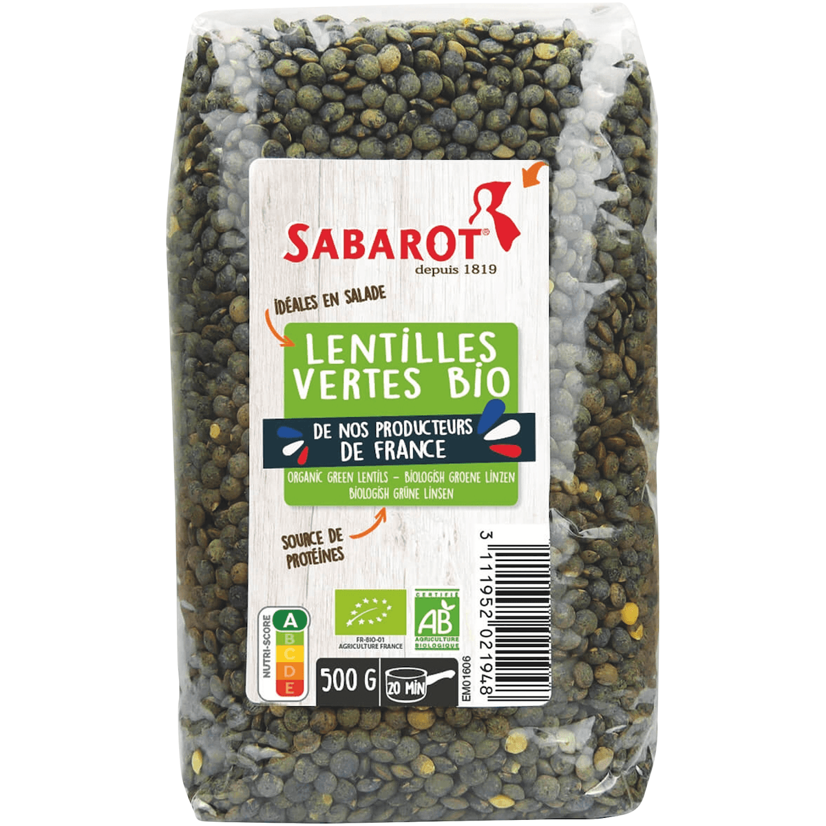 LENTILLES VERTES BIO - 500G