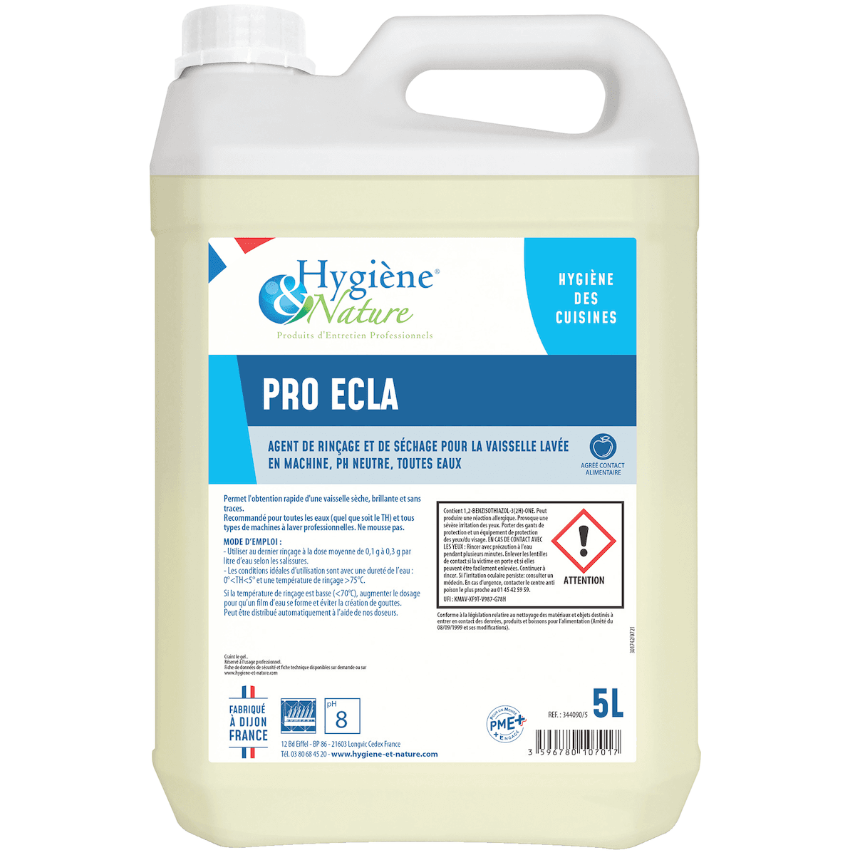 LIQUIDE DE RINÇAGE VAISSELLE PRO ECLA -  BIDON DE 5L