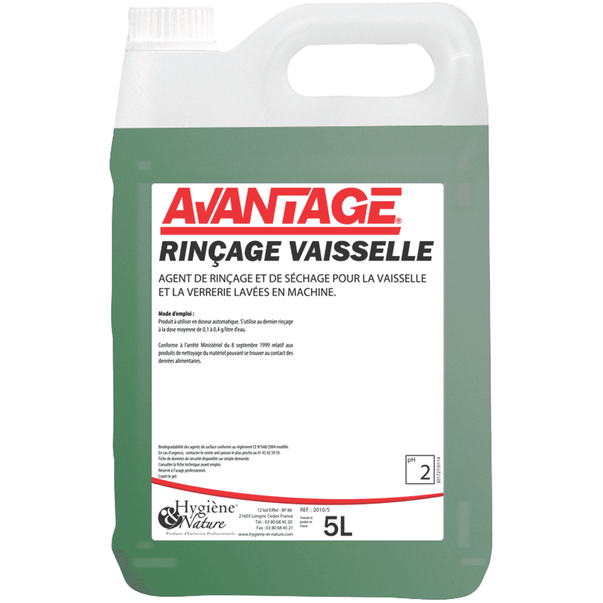 LIQUIDE DE RINÇAGE VAISSELLE EAU DOUCE - BIDON DE 5L