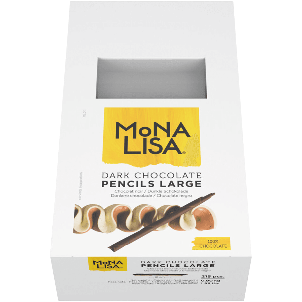 CRAYONS EN CHOCOLAT NOIR - LARGE 215 PIECES BOITE 900GR