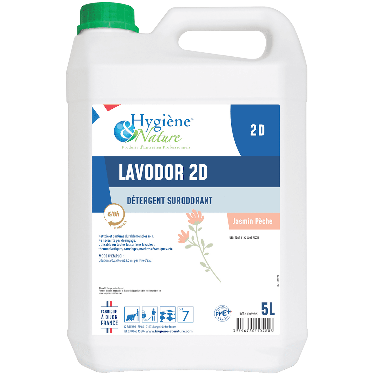 DÉTERGENT 2D LAVODOR JASMIN - BIDON DE 5L