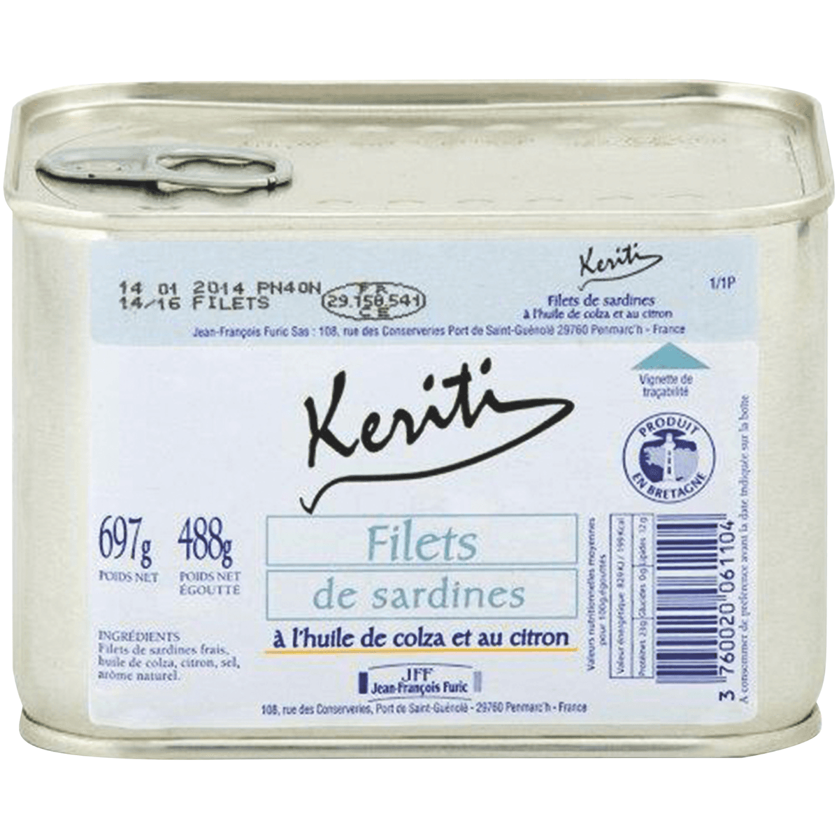 FILETS DE SARDINES A L HUILE COLZA ET CITRON - BOITE 1/1 OF