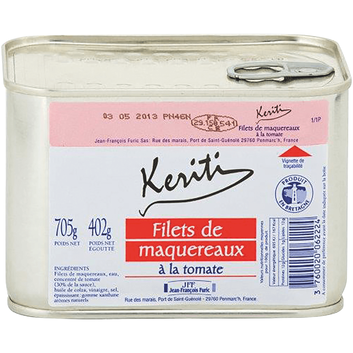 FILETS DE MAQUEREAUX A LA TOMATE - BOITE 1/1 OF